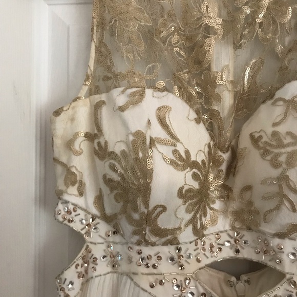 White and Gold Prom Dress - Picture 4 of 8
